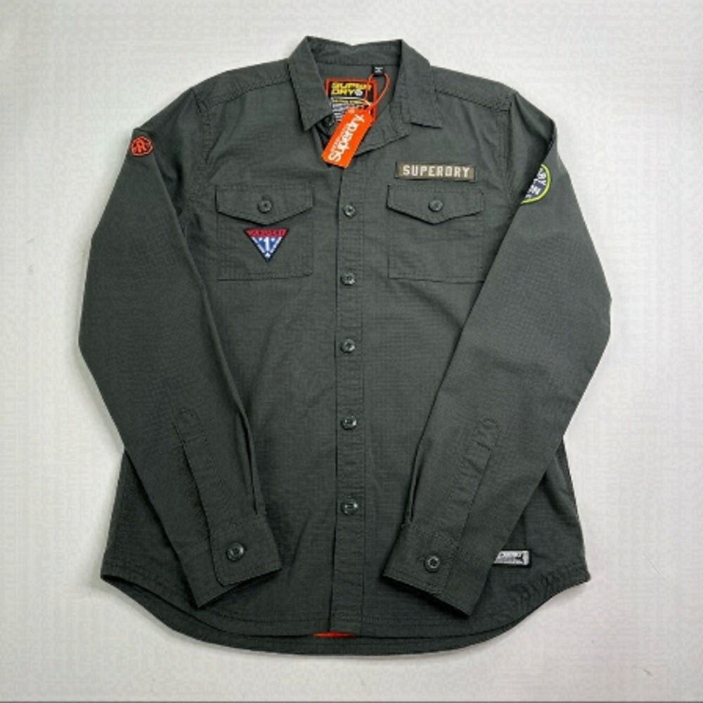 New Superdry Army Green Military Storm Desert Division Button Down Shirt